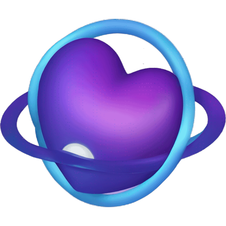 heart shape saturn with ring in blue and purple emoji