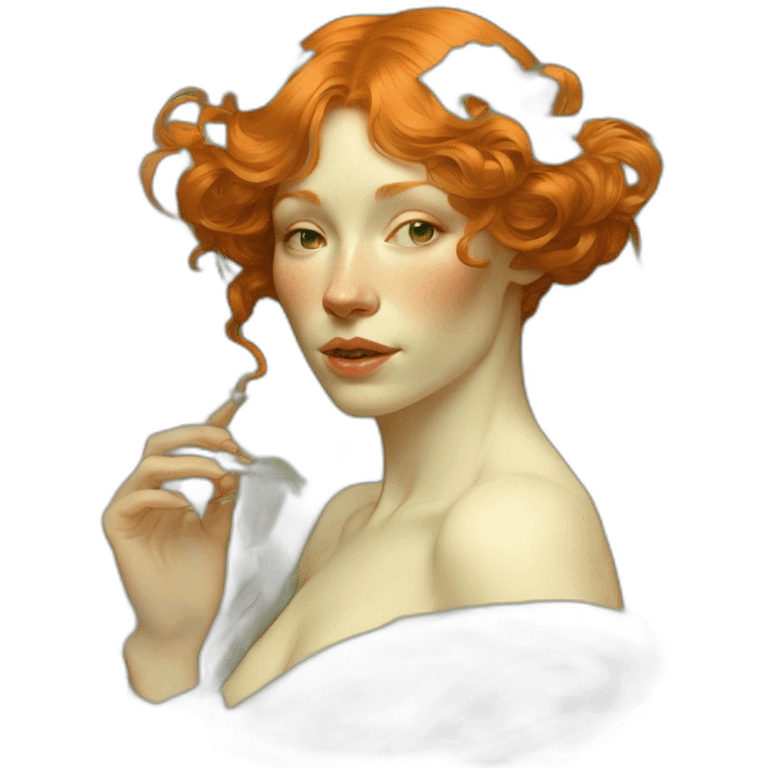 Ginger woman alphonse mucha emoji