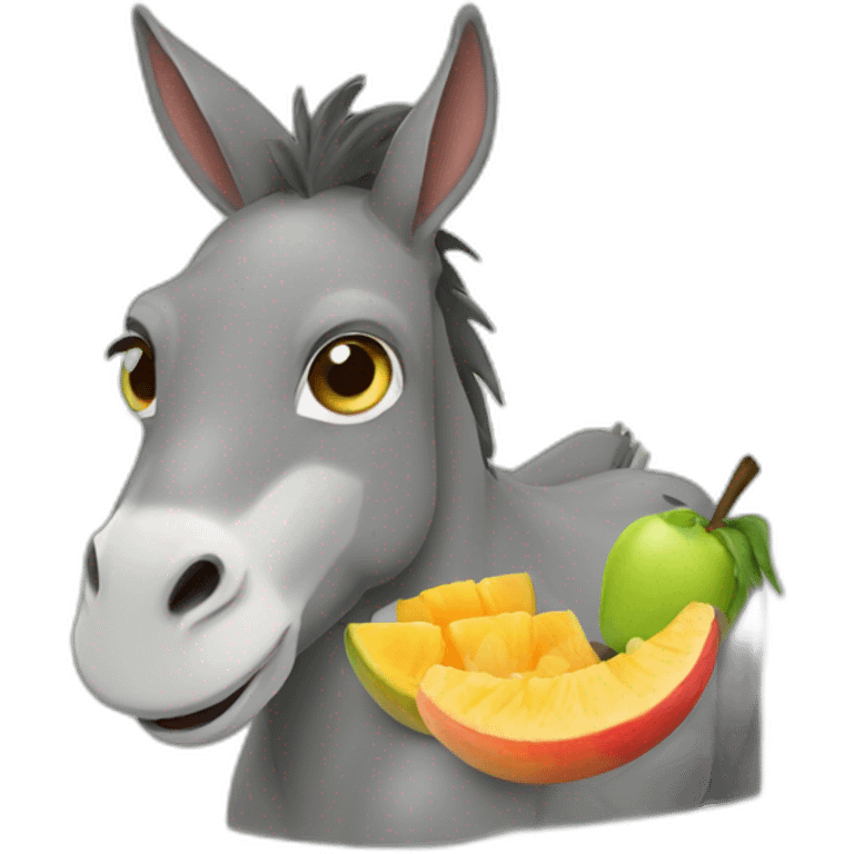 Donkey eating fruit emoji