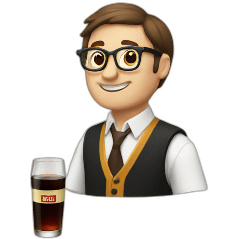 nerd drinking a bottle of fernet emoji