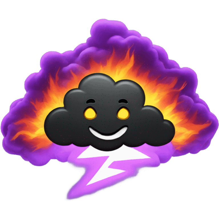 Black cloud with a purple Lightning and fire  emoji