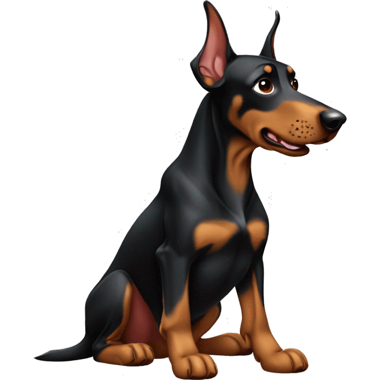 Doberman with paw up emoji