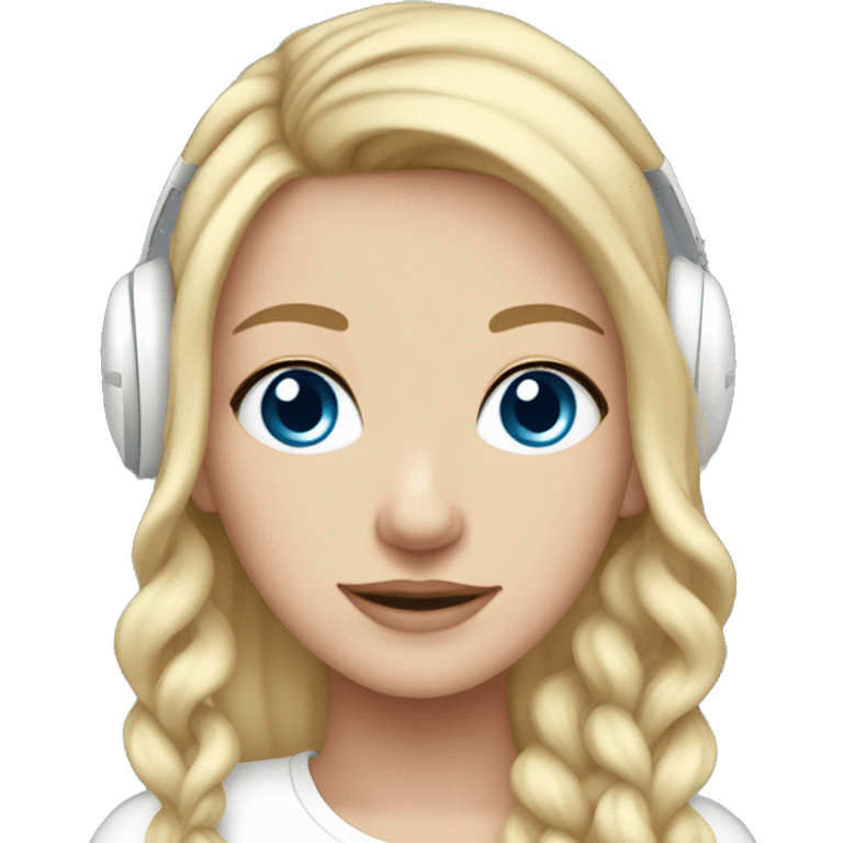 long blonde hair blue eyed girl wearing white earmuffs emoji