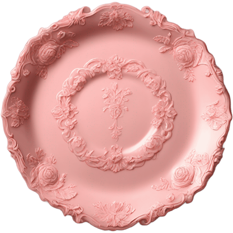 vintage rococo highly detailed rose pink plate emoji