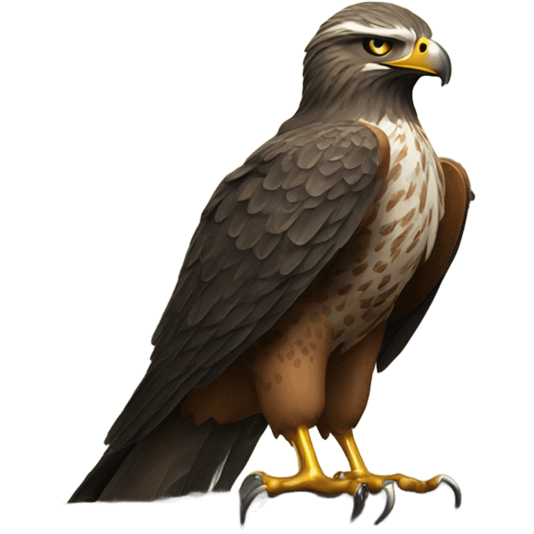 Hawk with a gun in the woods  emoji