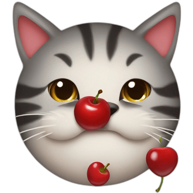 cat eating a cherry emoji