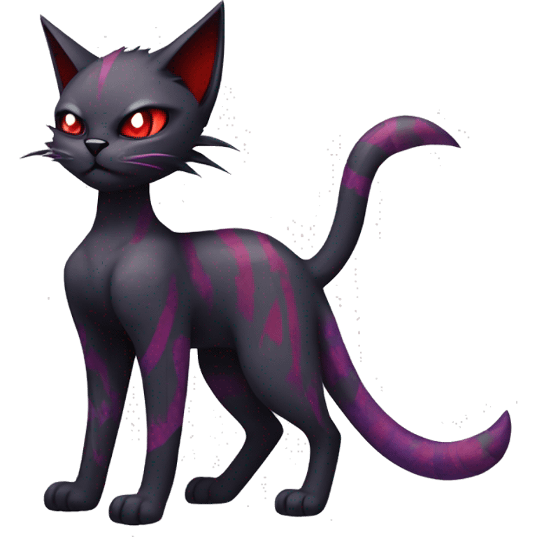 Vampiric dark edgy punk cat fakemon with red purple edgy markings full body  emoji