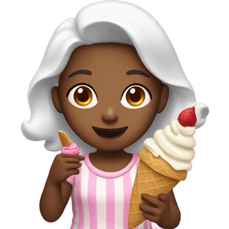 girl enjoying ice cream treat emoji