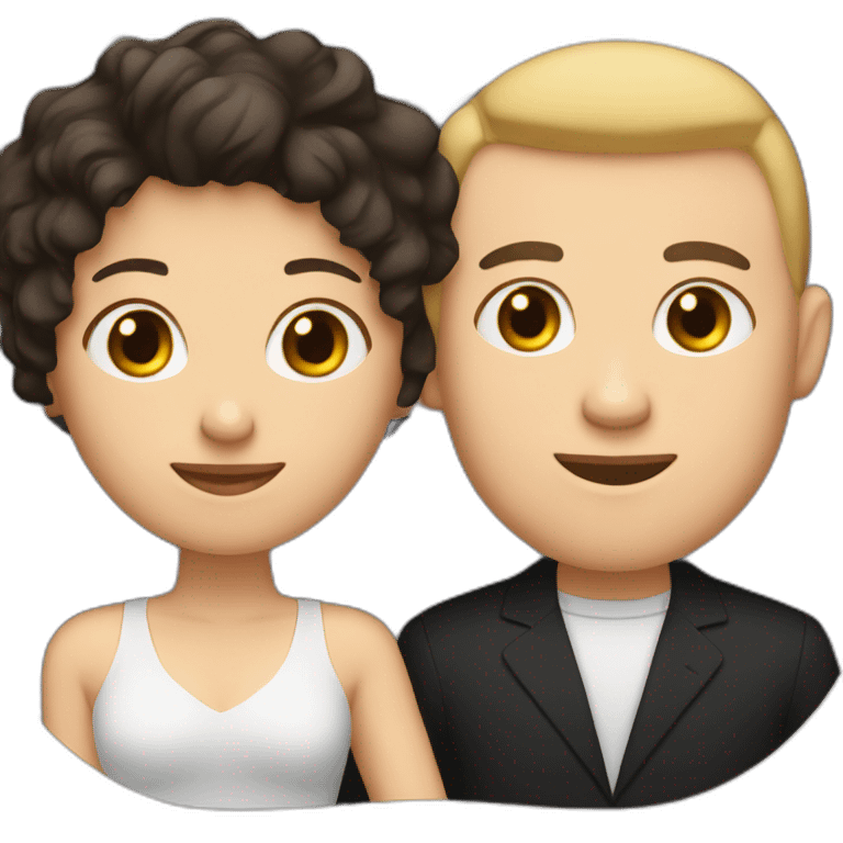 love couple a white man with black buzz cut and a matt woman with wavy dark hair emoji