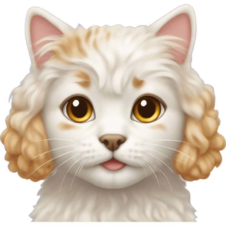 White-ginger cat with apricot Maltipoo emoji