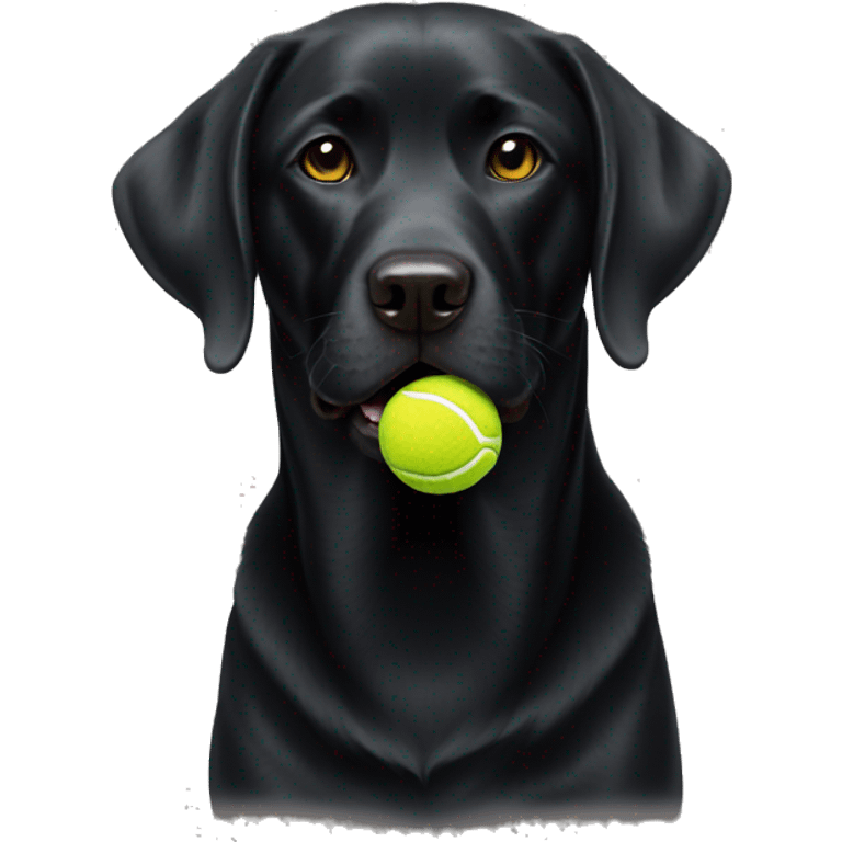 Black lab with tennis ball emoji