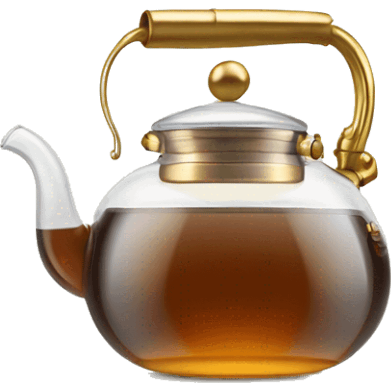 glass tea kettle with gold tea emoji