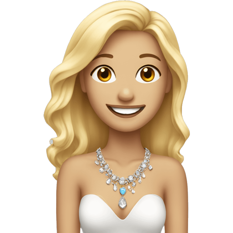 smiling blonde girl with jewelry emoji