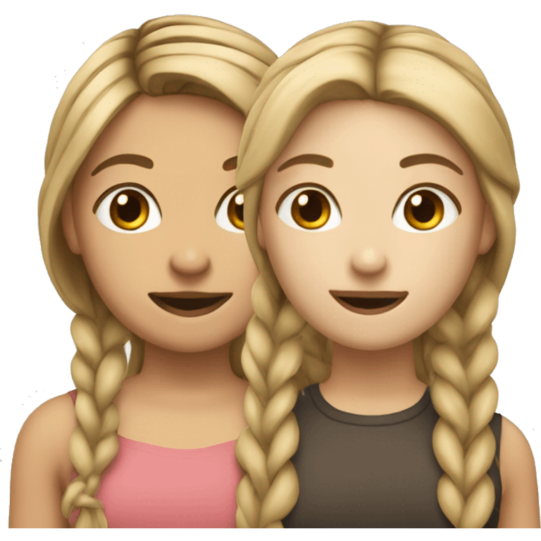 two girls one with a brown plait and the other dirty blonde straight hair emoji