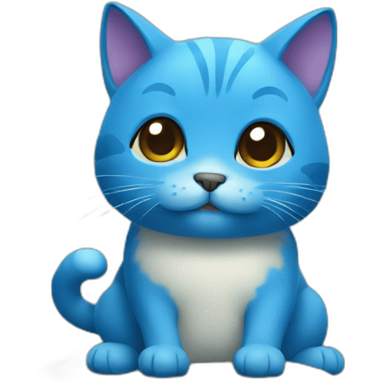 Blue little cat have mushroom emoji