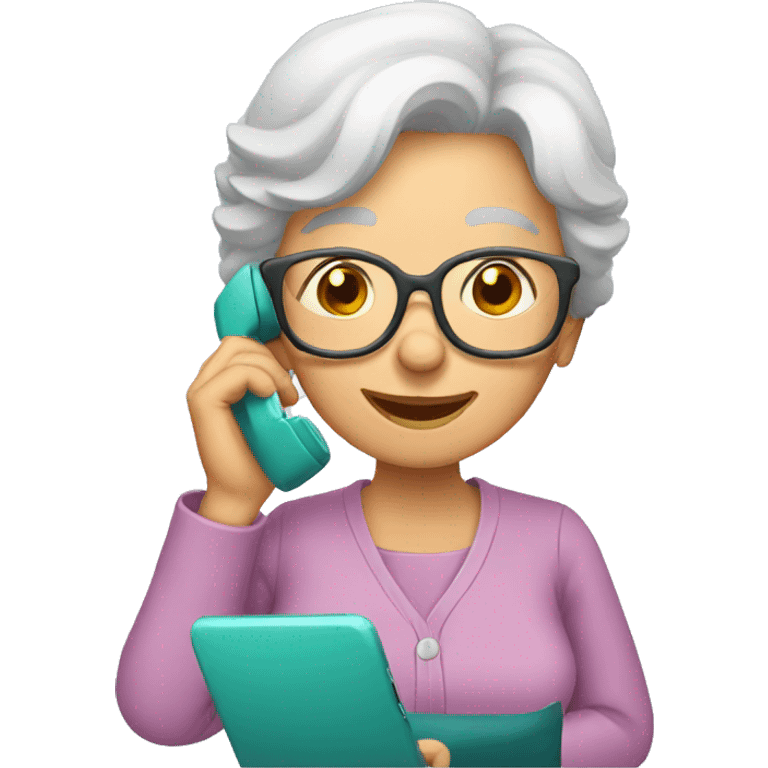 grandma using phone emoji