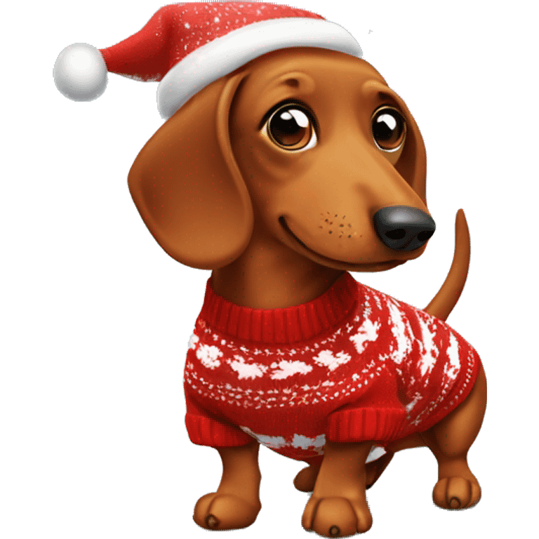 Red Dachshund wearing a christmas sweater  emoji