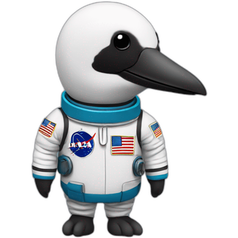 a minnesota bird loon with an astronaut uniform, head poking out of uniform emoji