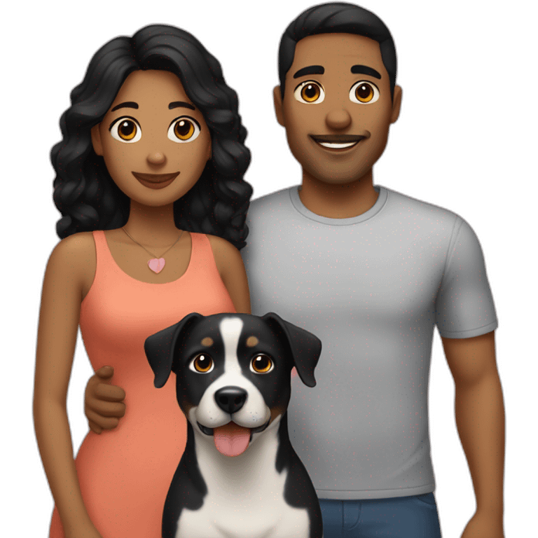 couple with black hair and 2 dogs emoji