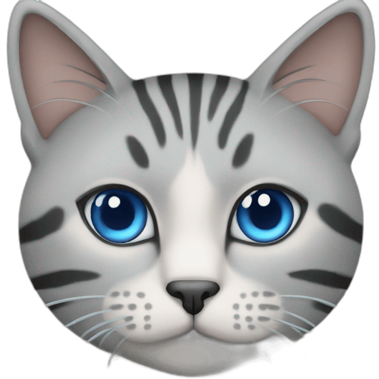 gray stripped cat with blue eyes full size emoji