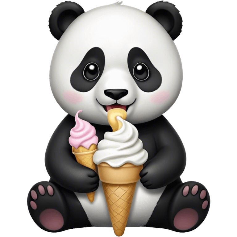 Panda eating ice cream emoji