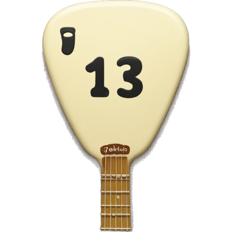 cream guitarpick with a number thirteen on it  emoji