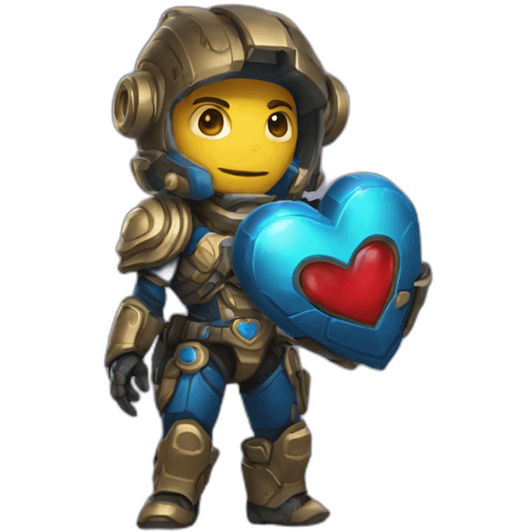 Starcraft marine holding a heart emoji