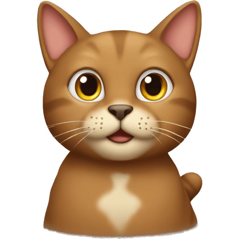 brown cat working on pc emoji