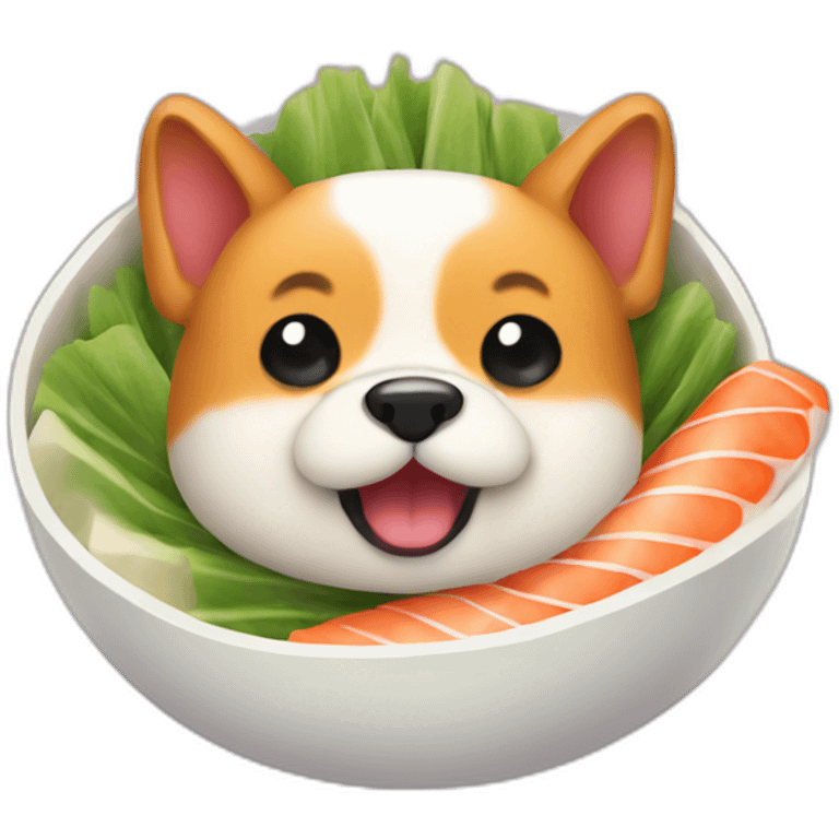 cute dog inside sushi like fish emoji