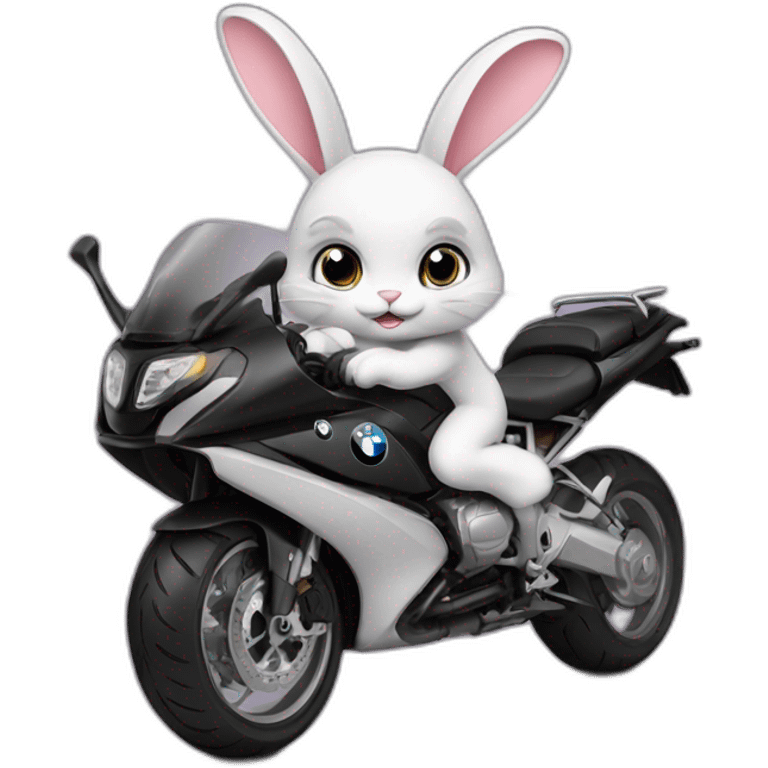 Biker bunny on bmw motorcycle emoji