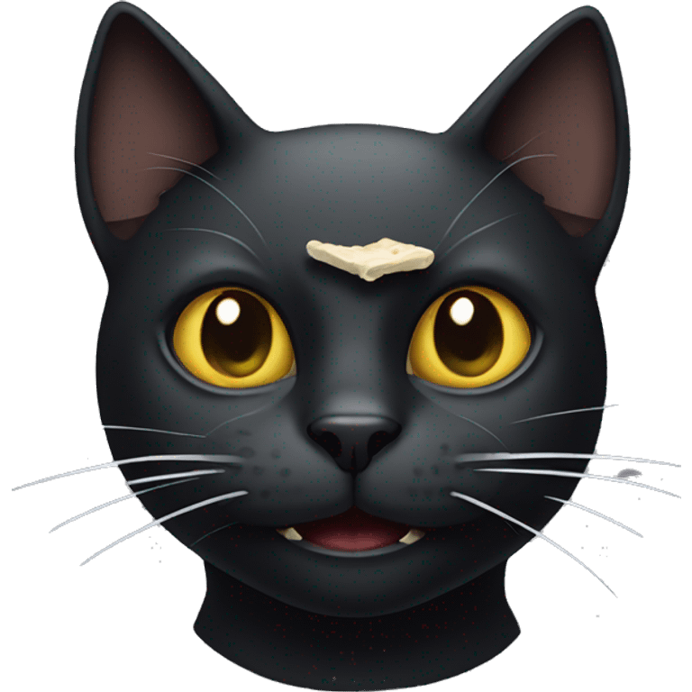 Black cat with a joint in mouth emoji