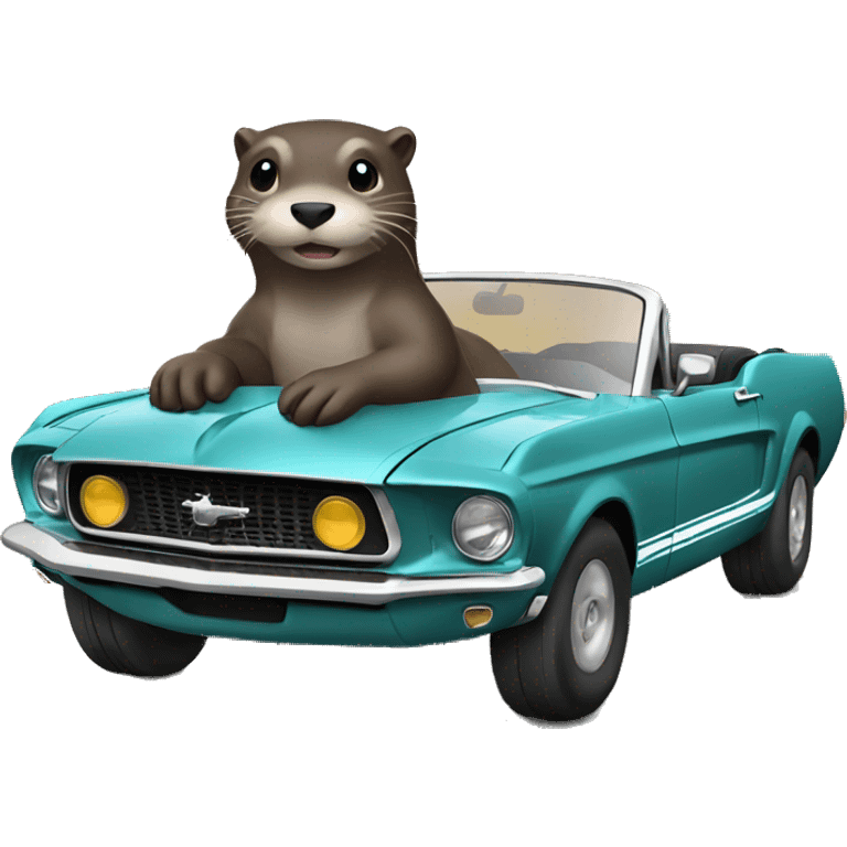 otter driving a mustang car emoji