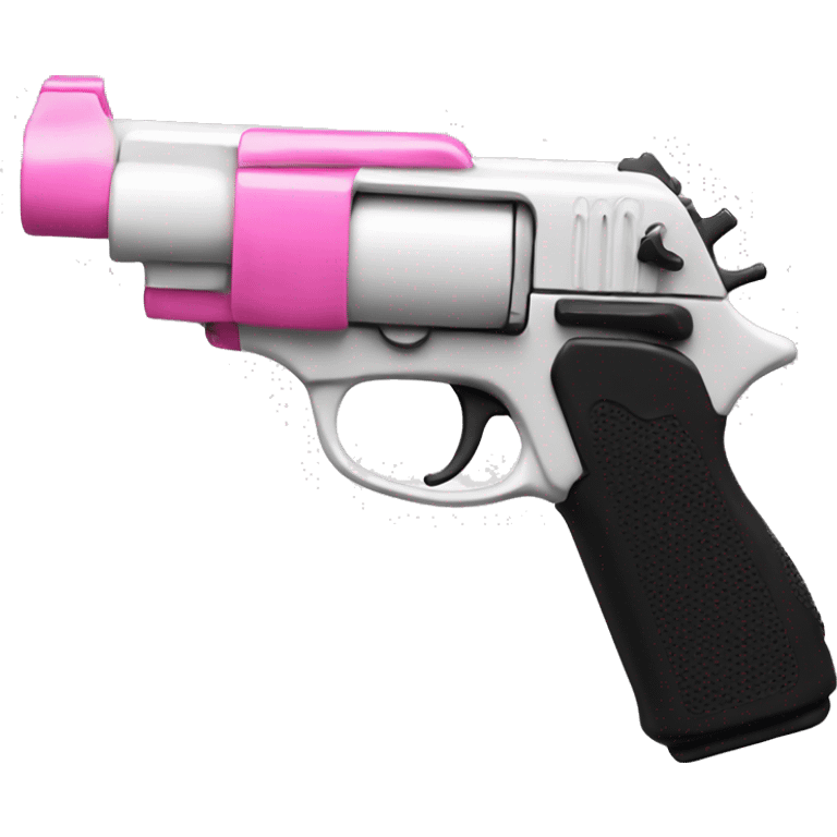 White girl hand with pink nails holding a pink gun emoji