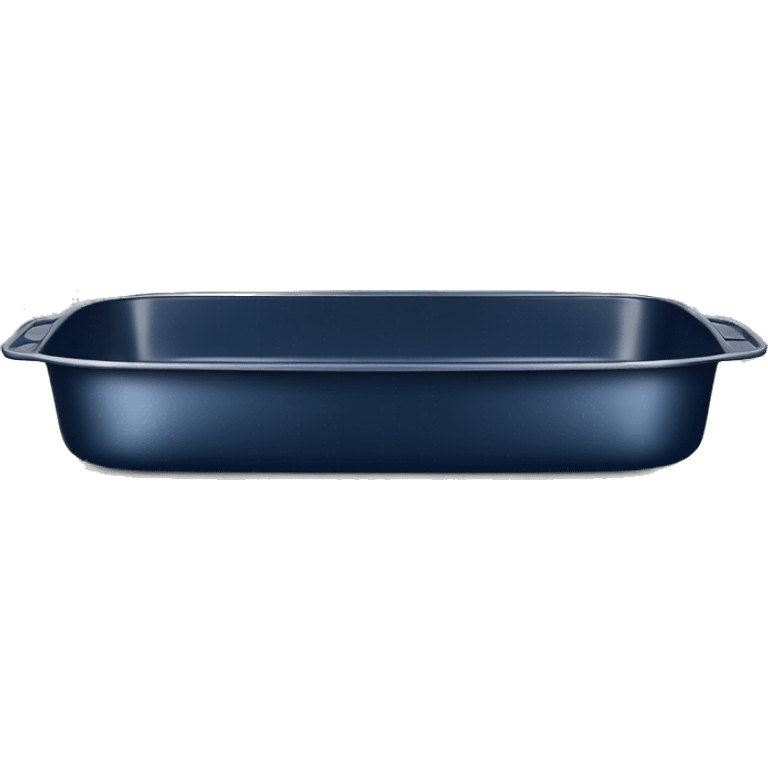 Realistic empty metallic navy blue baking pan with handles emoji