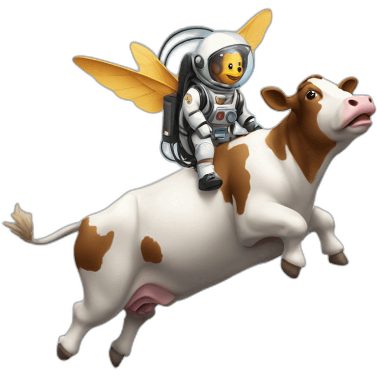 cow flying to space with a jetpack emoji