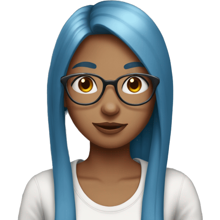 Girl with red long straight hair, blue eyes, glasses and a nose ring holding a grey cat  emoji