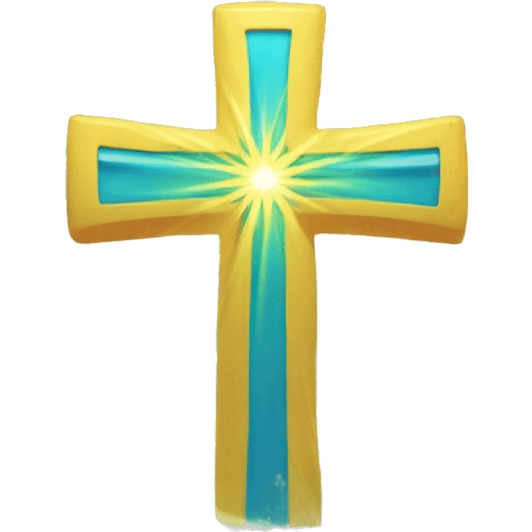 Cross with sunbeams in the backgroung and water waves infront emoji