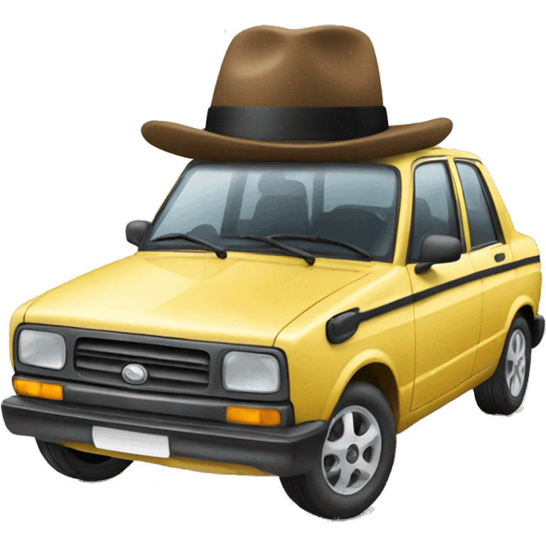 car with a hat emoji