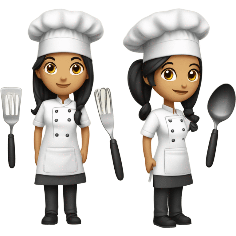 Black-haired girl cook emoji