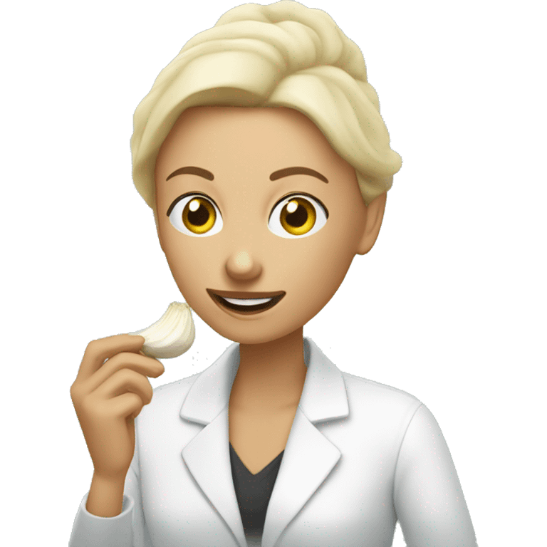 Beautiful therapist eating garlic  emoji