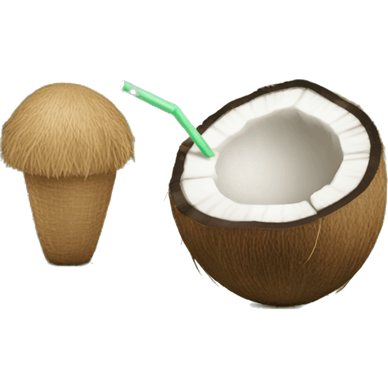 A coconut with a straw emoji