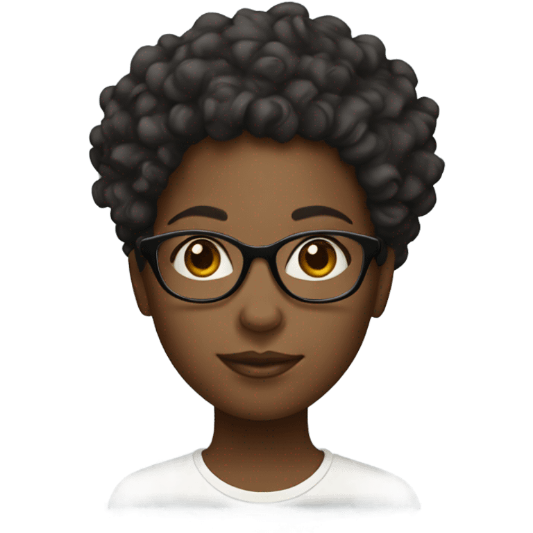 Black girl with curly hair and glasses emoji