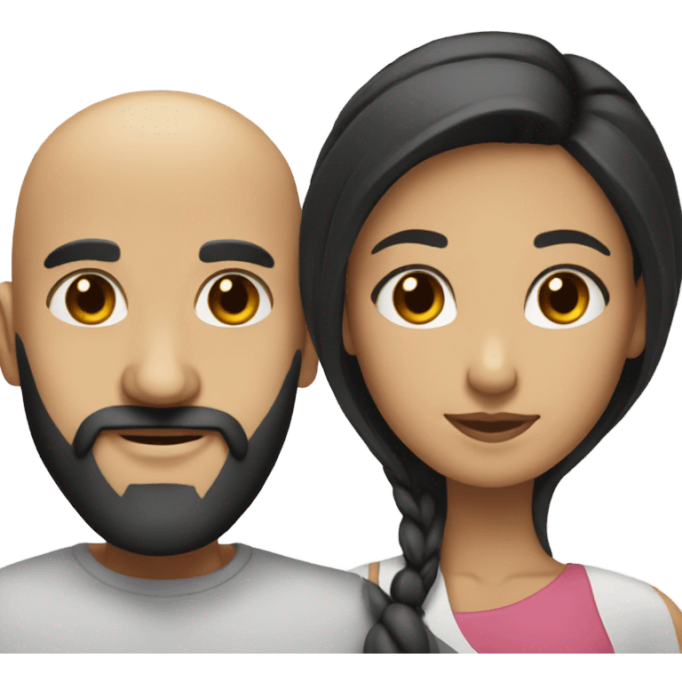 Bald man with black beard and girl long black hair emoji