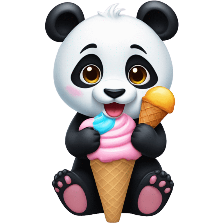 Panda eating ice cream emoji