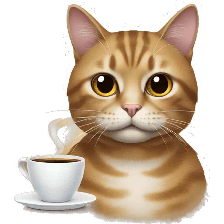 Cat with coffee and cigarete emoji