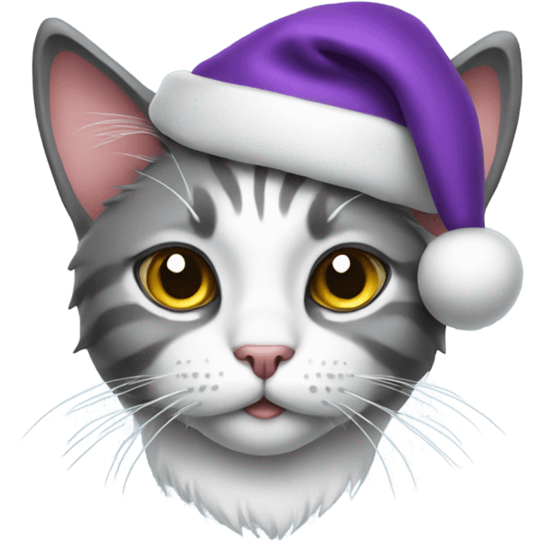 Cat with purple Santa hat emoji