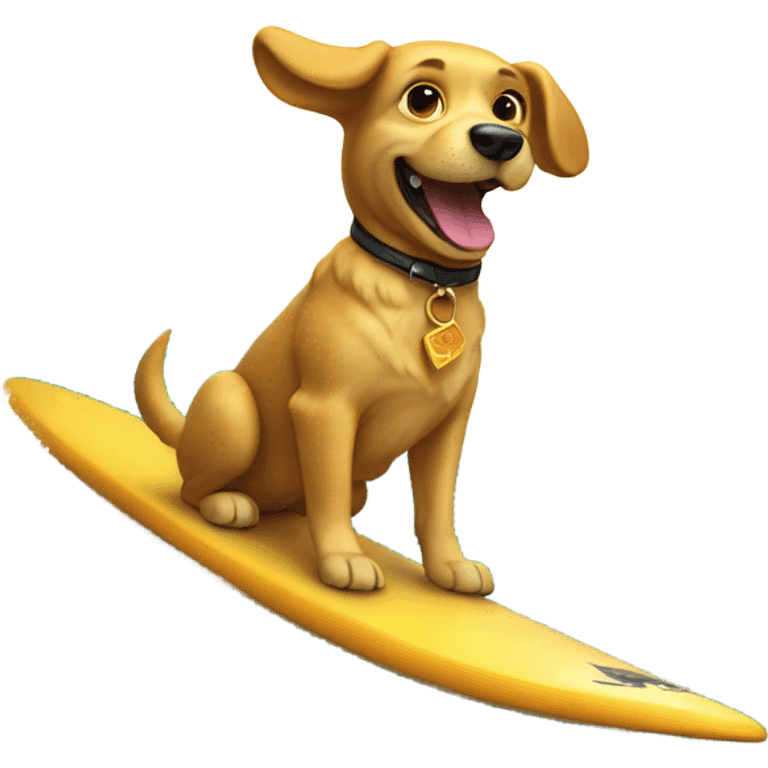 Golden dog surfin emoji