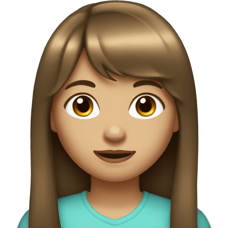 Girl with long brown hair and bangs  emoji