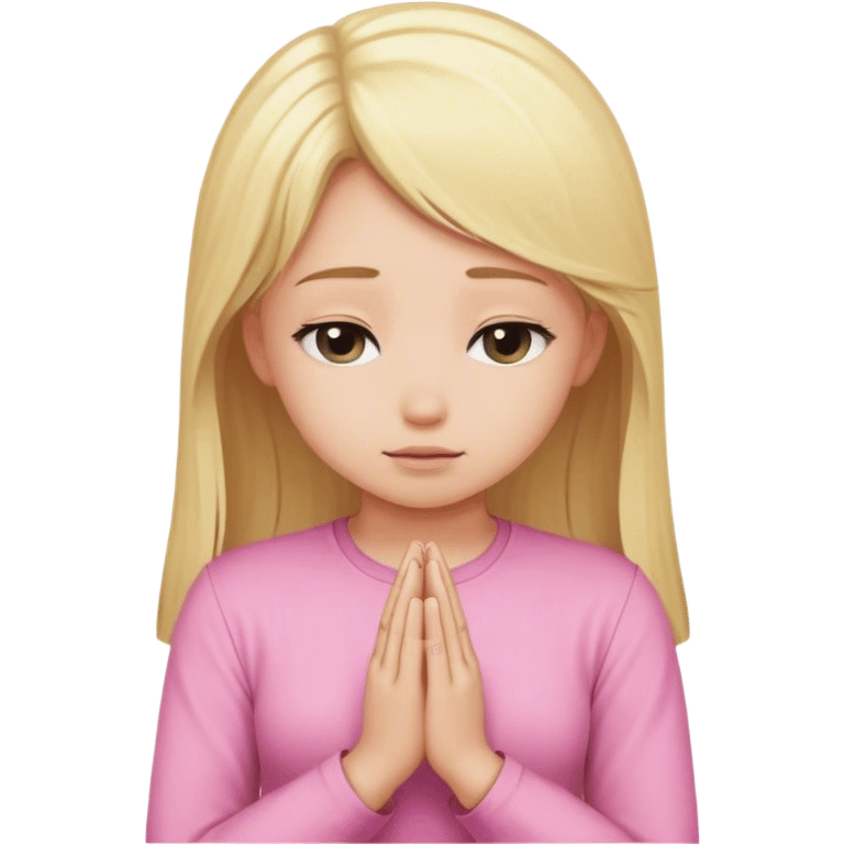 blonde girl with pink shirt praying  emoji