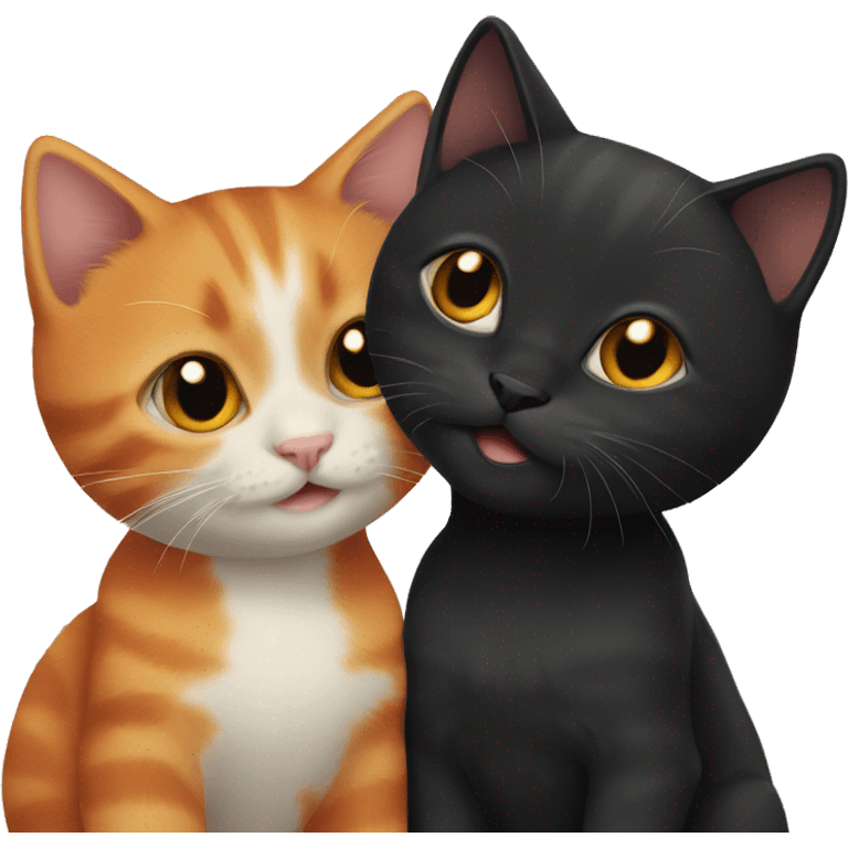 small black kitten and orange cat emoji